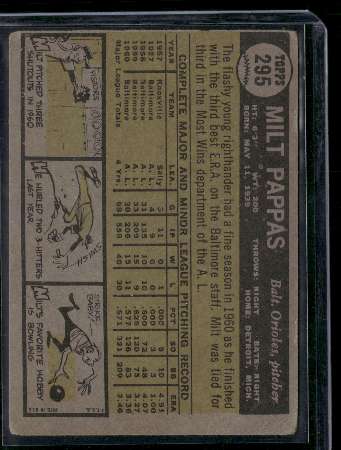 1961 Topps MILT PAPPAS #295 (VG)