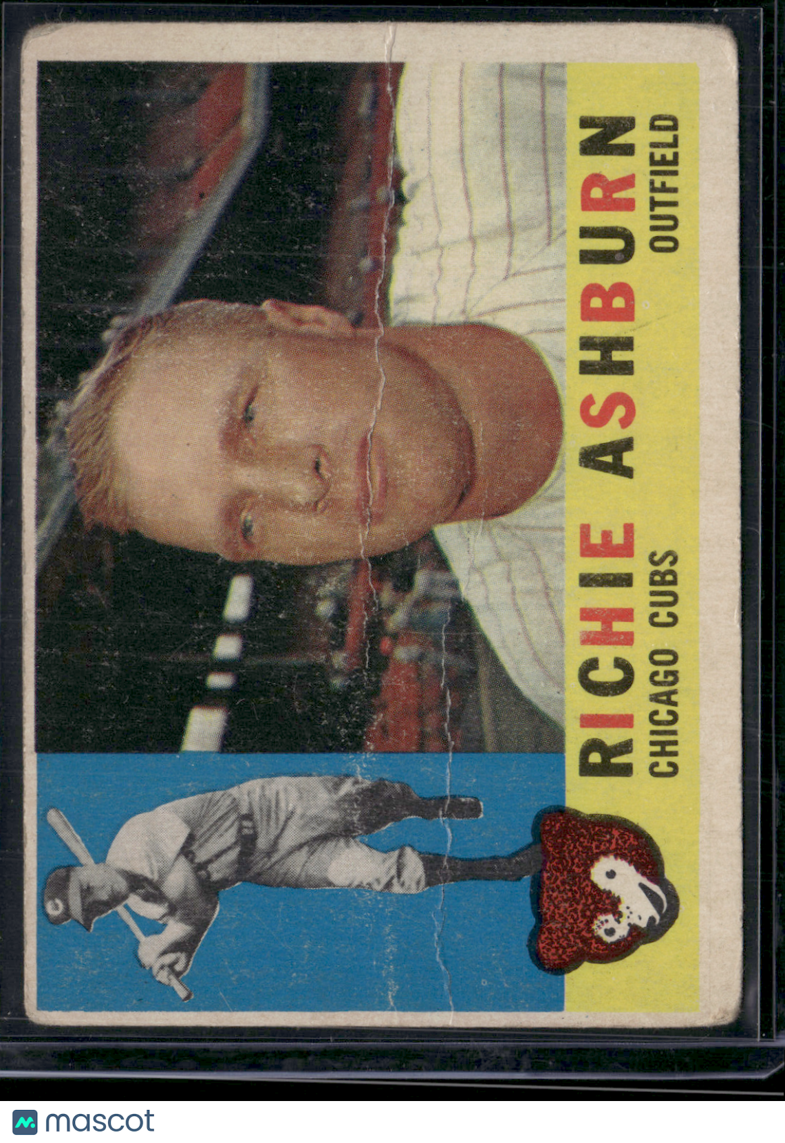 1960 Topps RICHIE ASHBURN #305 Toning Wrinkles (Good-VG)