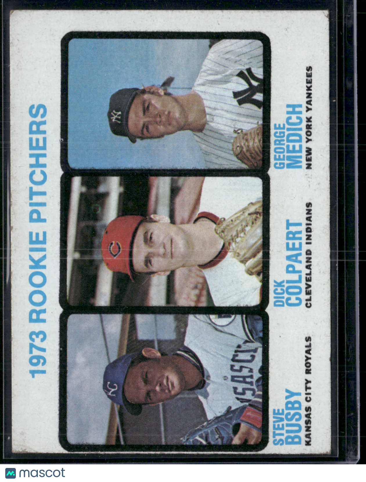 1973 Topps STEVE BUSBY/DICK COLPAERT/GEORGE MEDICH #608 Rookie Pitchers