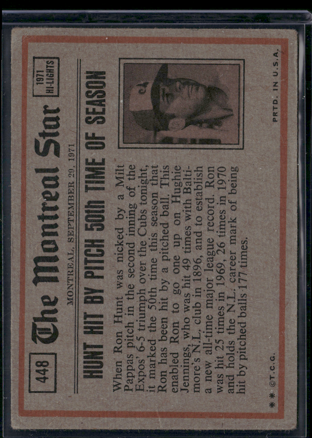 1972 Topps WILLIE STARGELL #448 In Action Wrinkles (Poor)