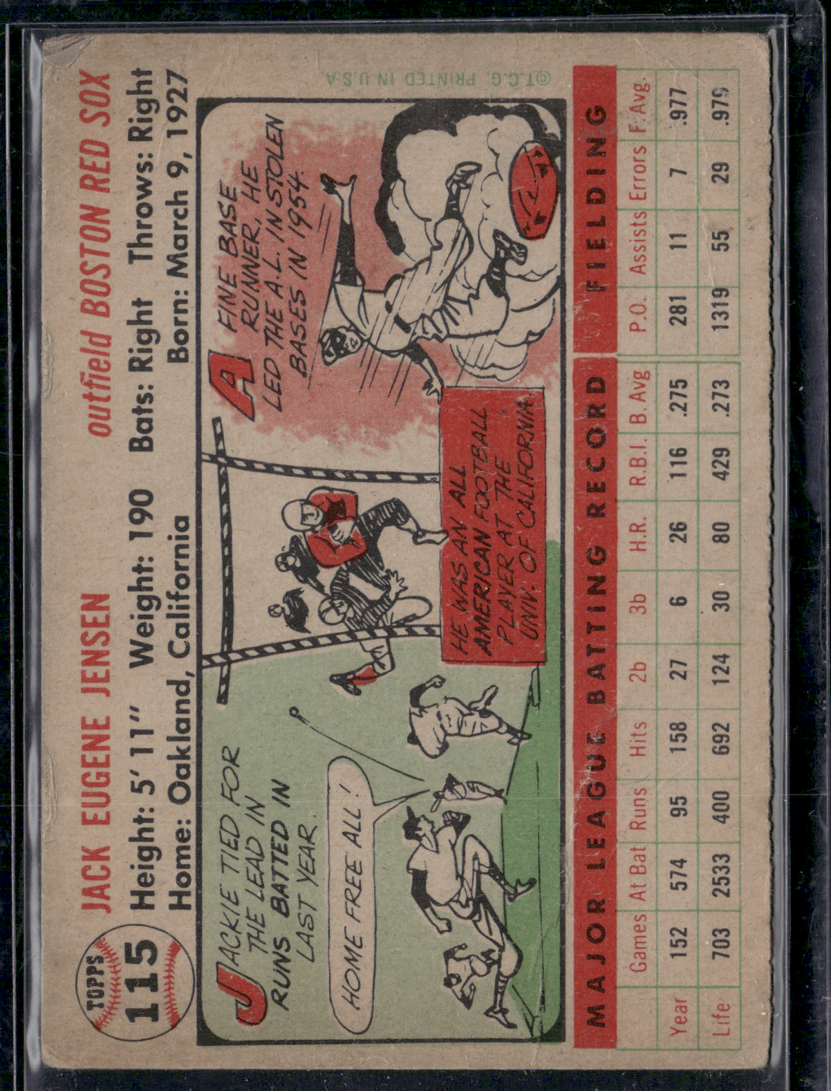 1956 Topps JACKIE JENSEN #115