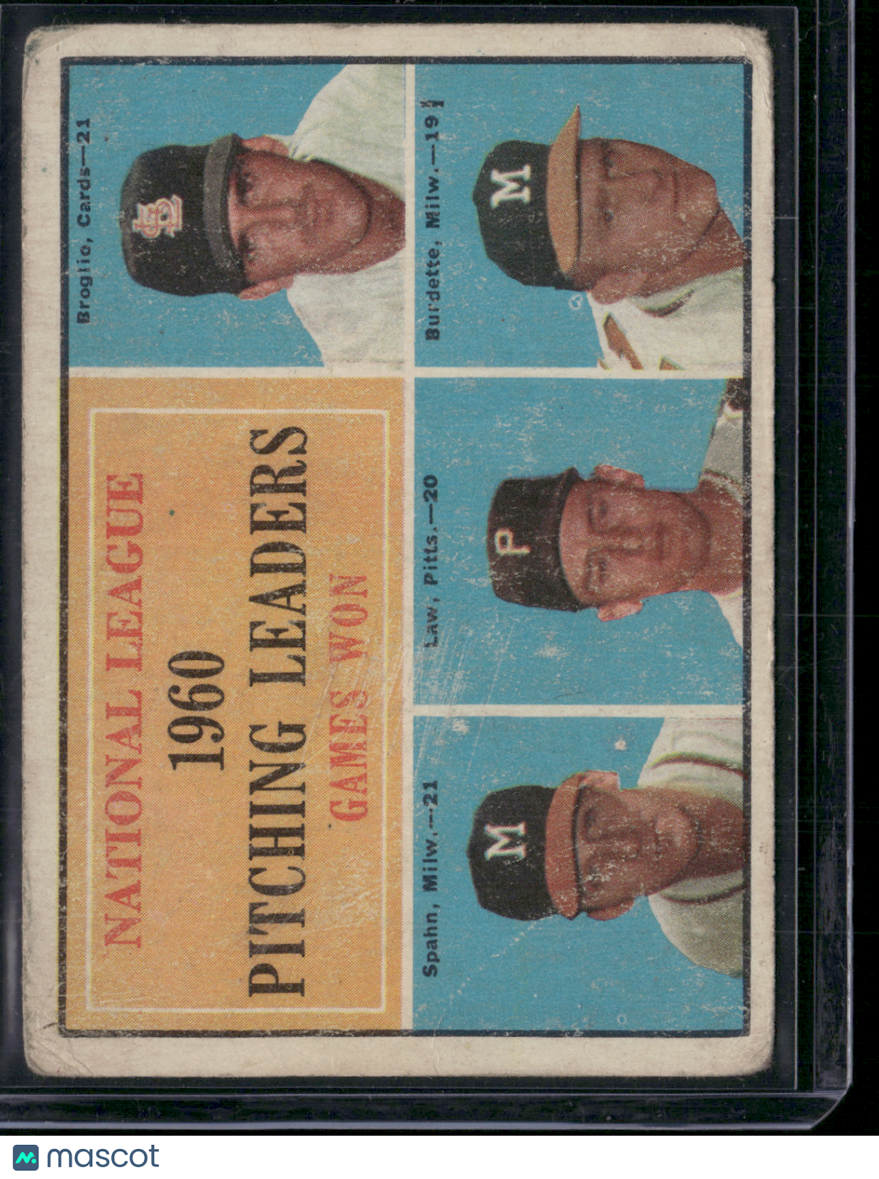 1961 Topps 1960 NL PITCHING LEADERS - GAMES WON #47 Spahn/Burdette/Broglio(Good)