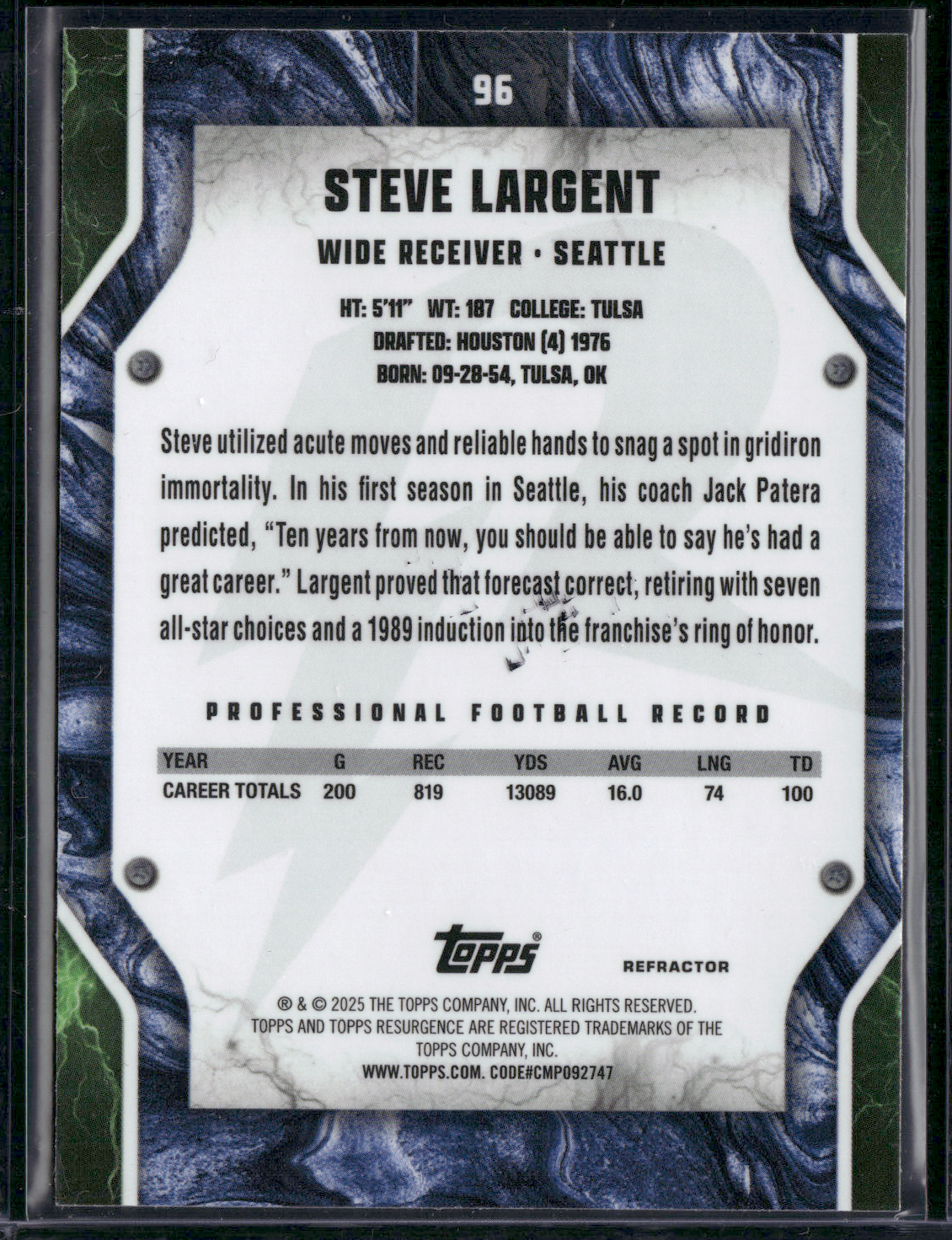 2024 Topps Resurgence STEVE LARGENT #96 RAINBOW