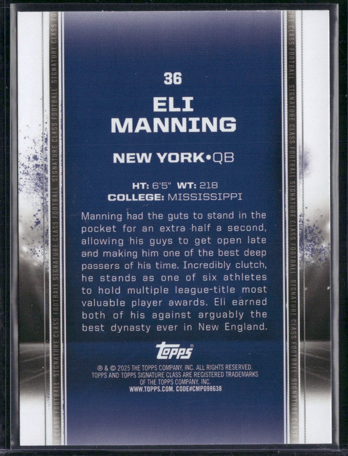 2024 Topps Signature Class ELI MANNING #36 BRONZE