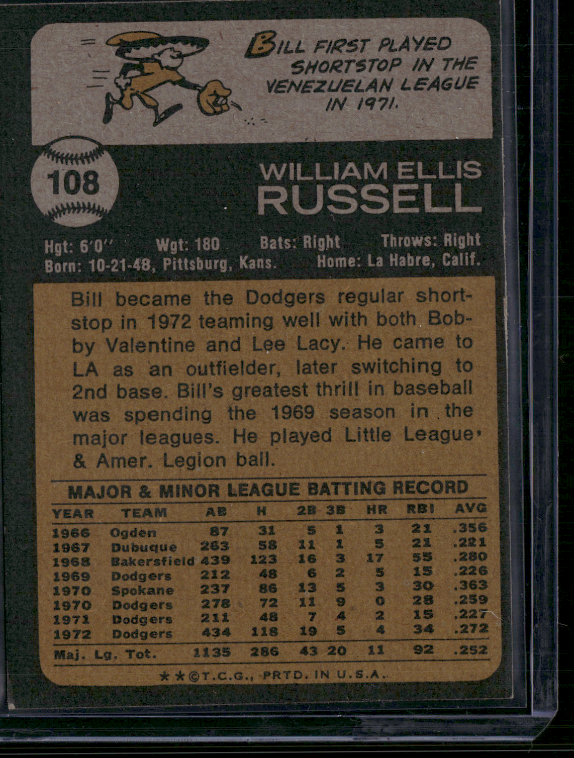 1973 Topps BILL RUSSELL #108 (EX-EX/MT)