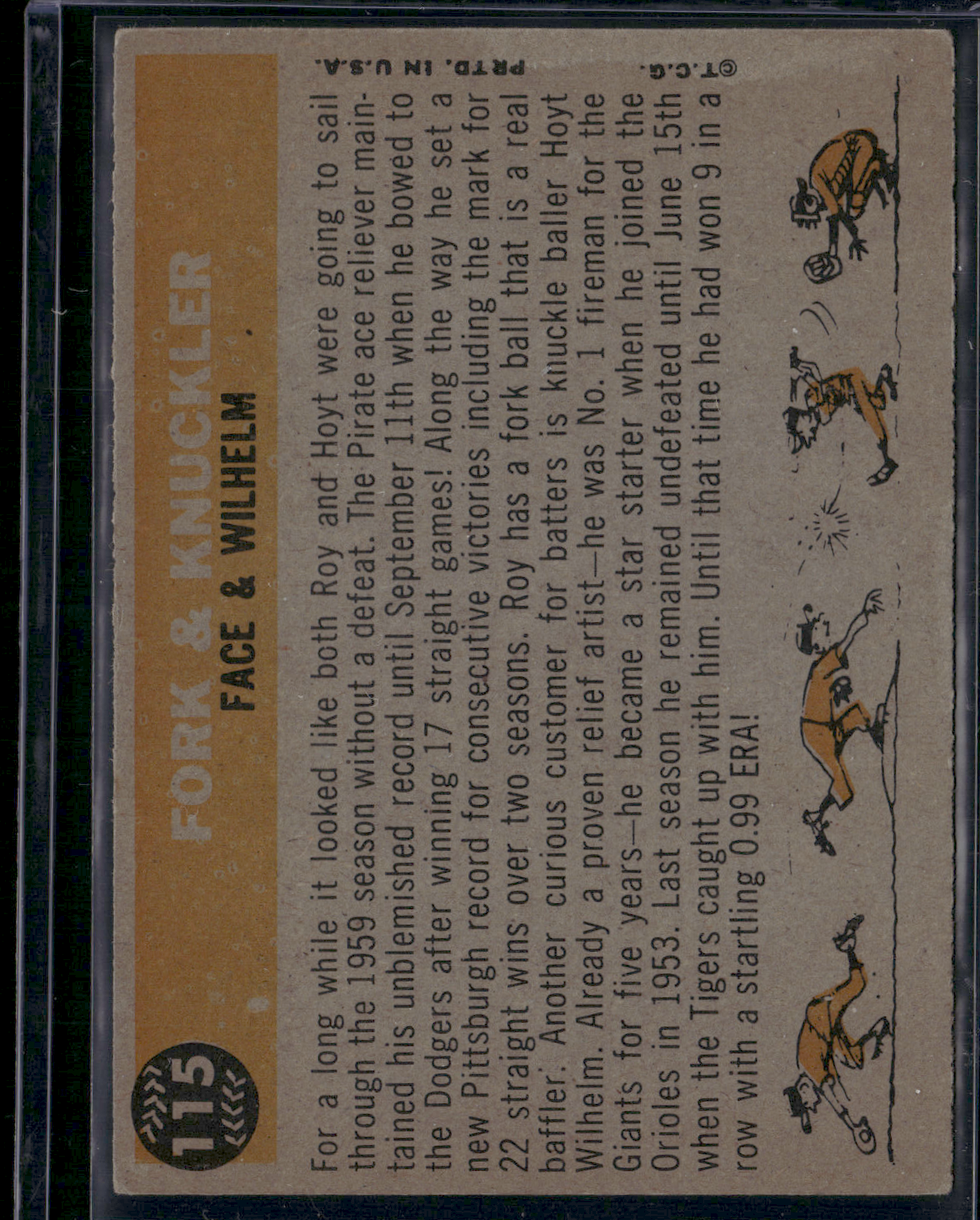 1960 Topps ELROY FACE/HOYT WILHELM #115 Fork & Knuckler