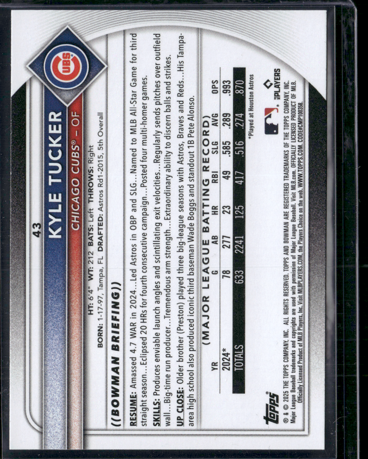 2025 Bowman KYLE TUCKER #43