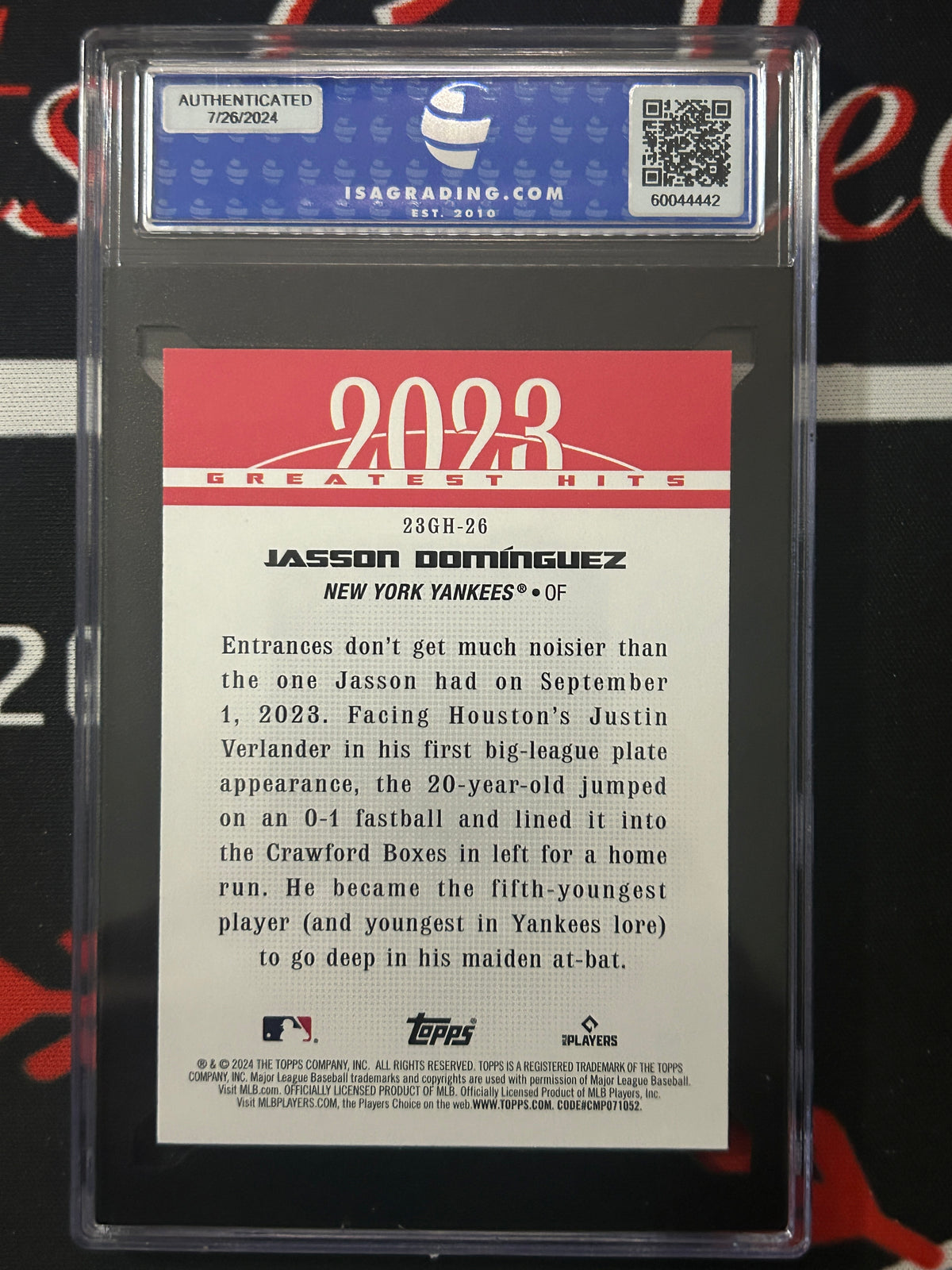 2024 Topps Series 1 Jasson Dominguez #GH-26 Greatest Hits ISA 9