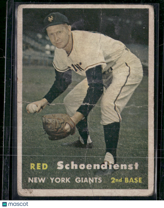 1957 Topps RED SCHOENDIENST #154 Paper loss & Staining on back Creases (Fair)