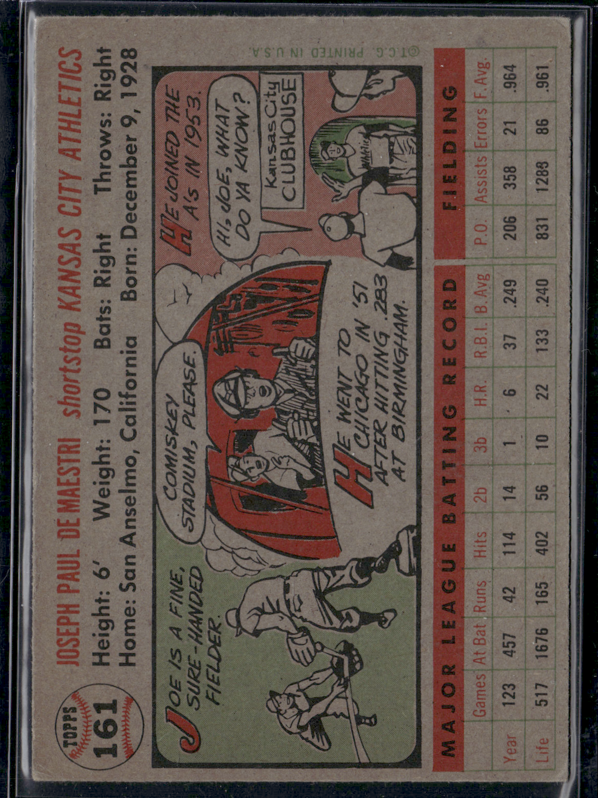 1956 Topps JOE DE MAESTRI #161