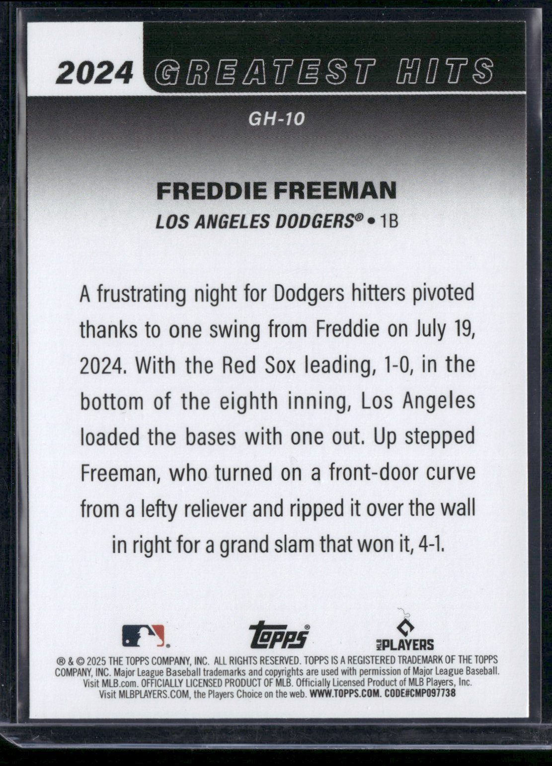 2025 Topps Series 1 FREDDIE FREEMAN #GH-10