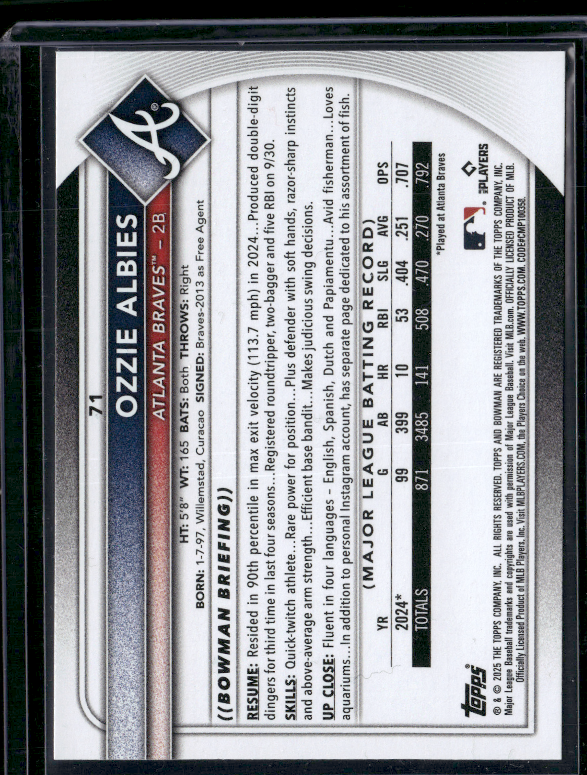 2025 Bowman OZZIE ALBIES #71