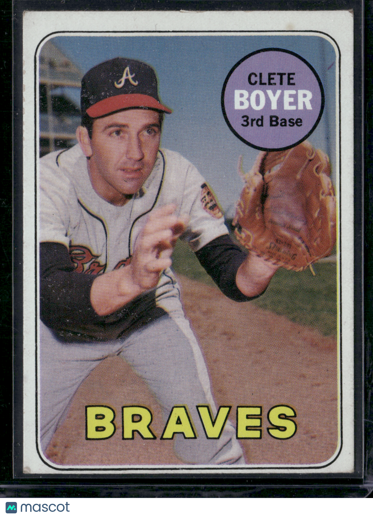 1969 Topps CLETE BOYER #489 Staining on back (VG)