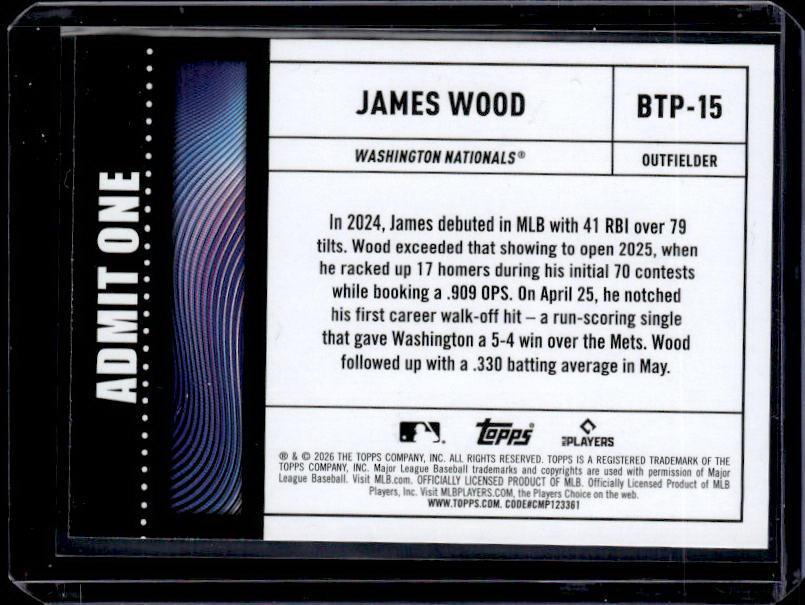 2026 Topps Series 1 JAMES WOOD #BTP-15 Big Ticket Players
