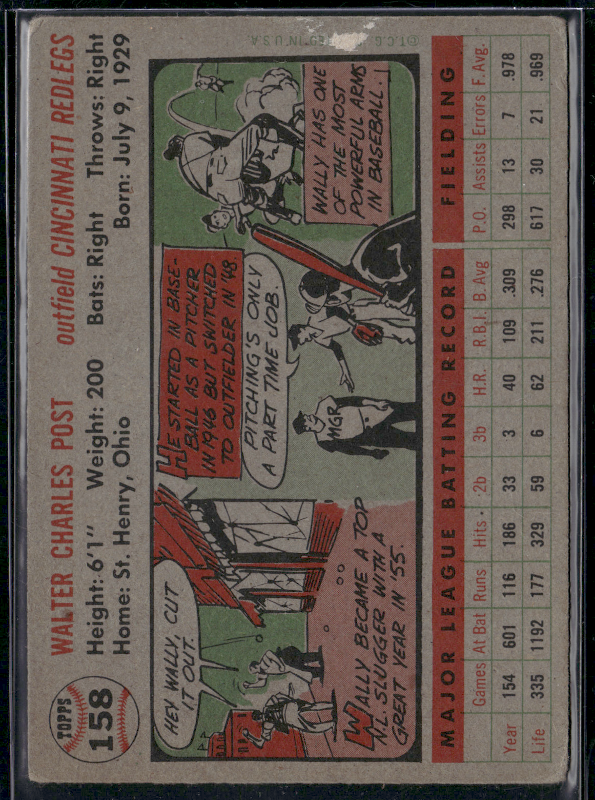 1956 Topps WALLY POST #158