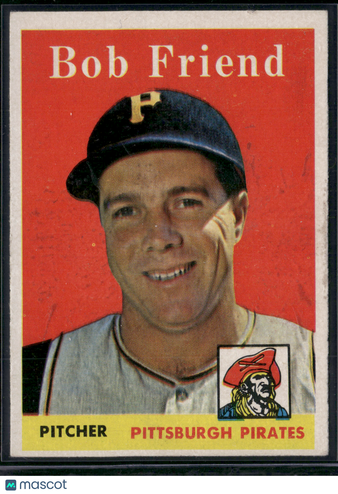1958 Topps BOB FRIEND #315 Wax Stain (VG)