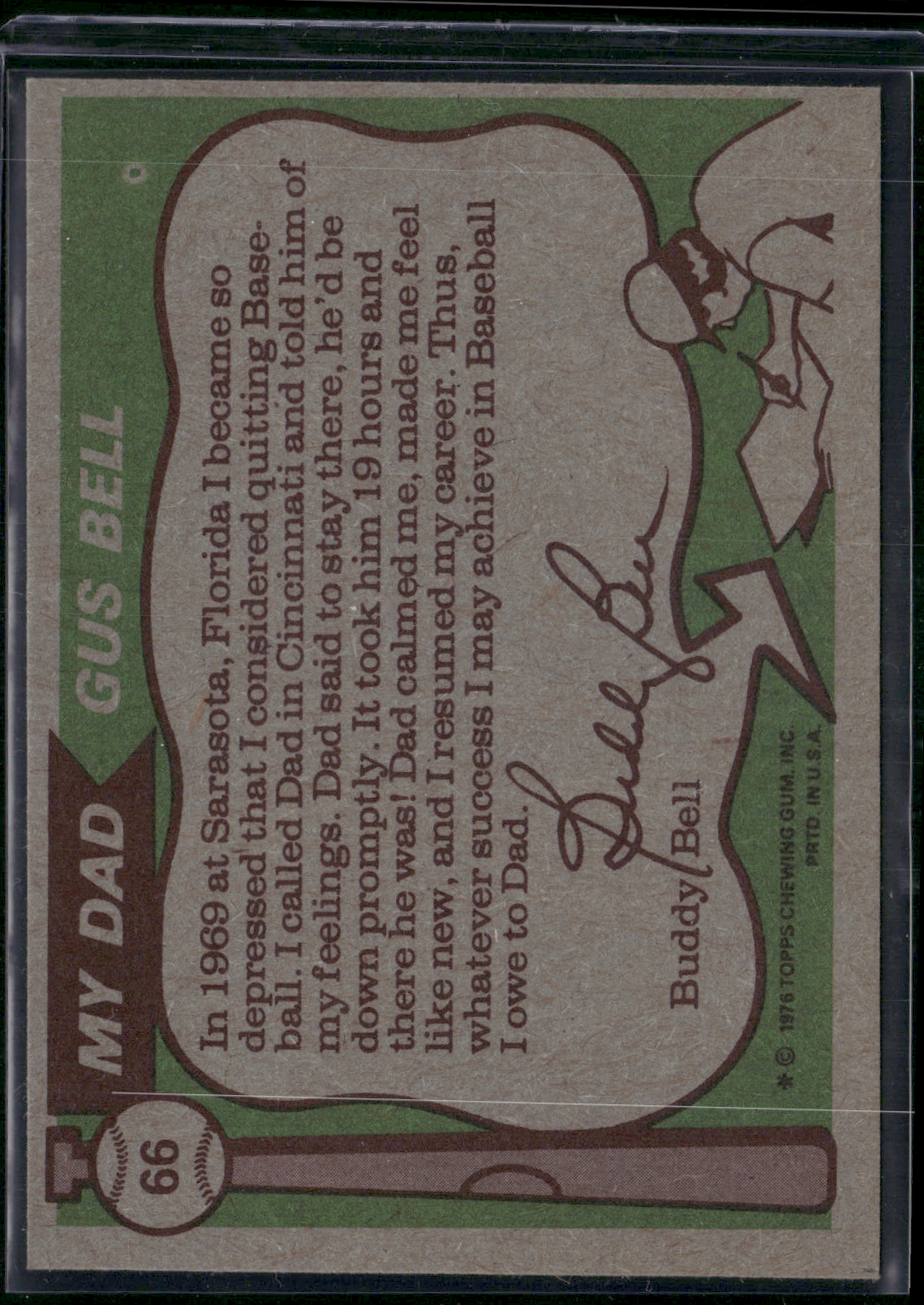 1976 Topps GUS BELL/BUDDY BELL #66 Father & Son - Big Leaguers (EX)