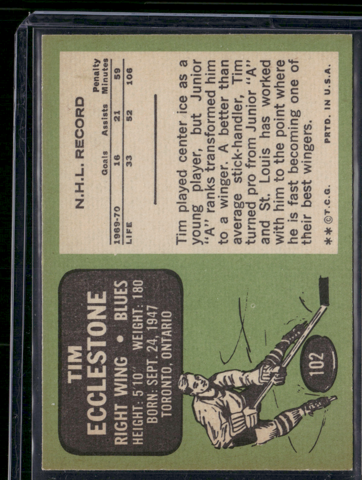 1970 Topps TIM ECCLESTONE #102 (EX/MT)