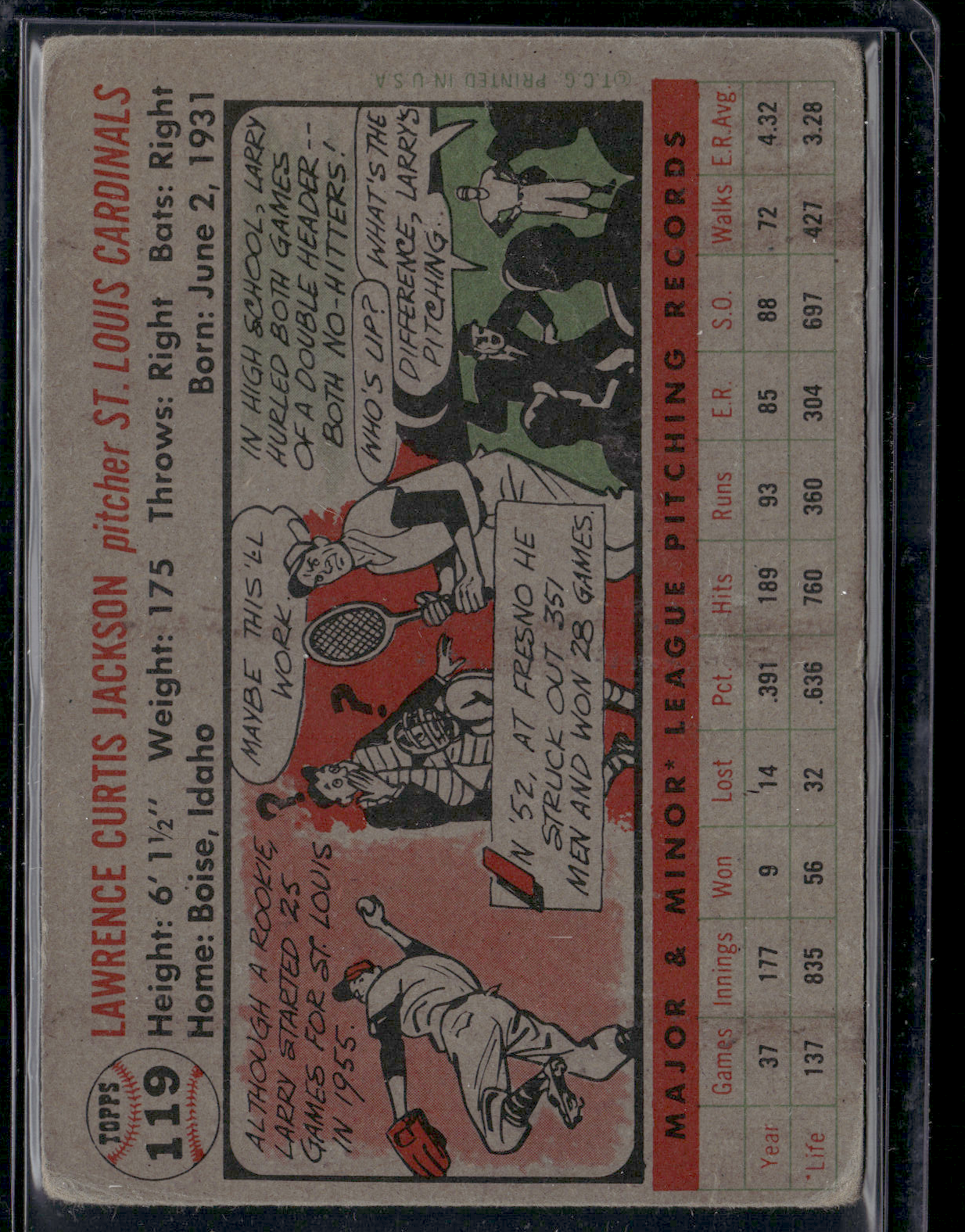 1956 Topps LARRY JACKSON #119 Crease