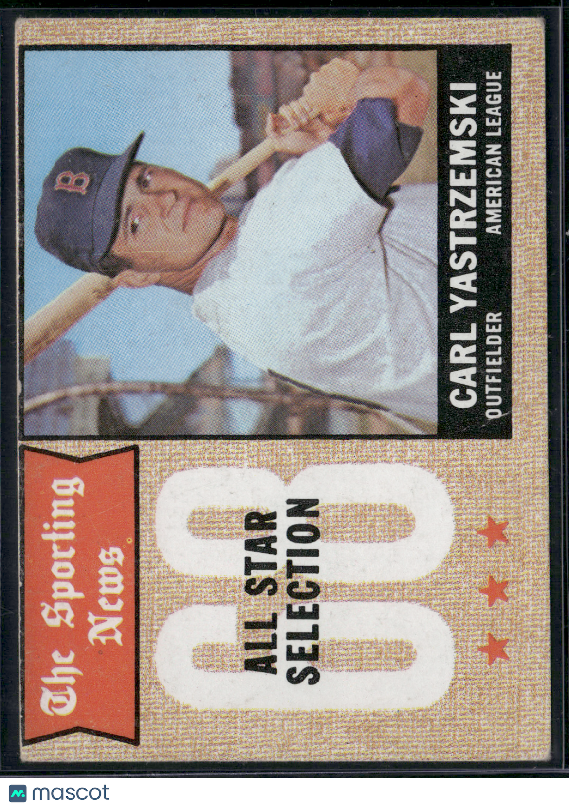 1968 Topps CARL YASTRZEMSKI #369 All Star Print Line Light Wrinkle (VG)