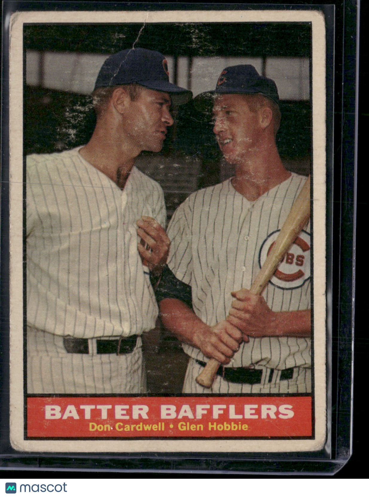 1961 Topps GLEN HOBBIE/DON CARDWELL #393 Batter Bafflers Toning LightWrinkle(VG)