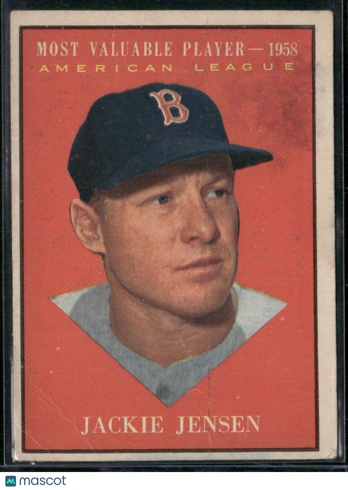 1961 Topps JACKIE JENSEN #476 1958 MVP Staining Crease (Good)