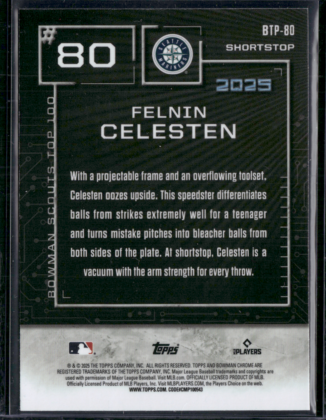 2025 Bowman FELNIN CELESTEN #BTP-80 Top 100