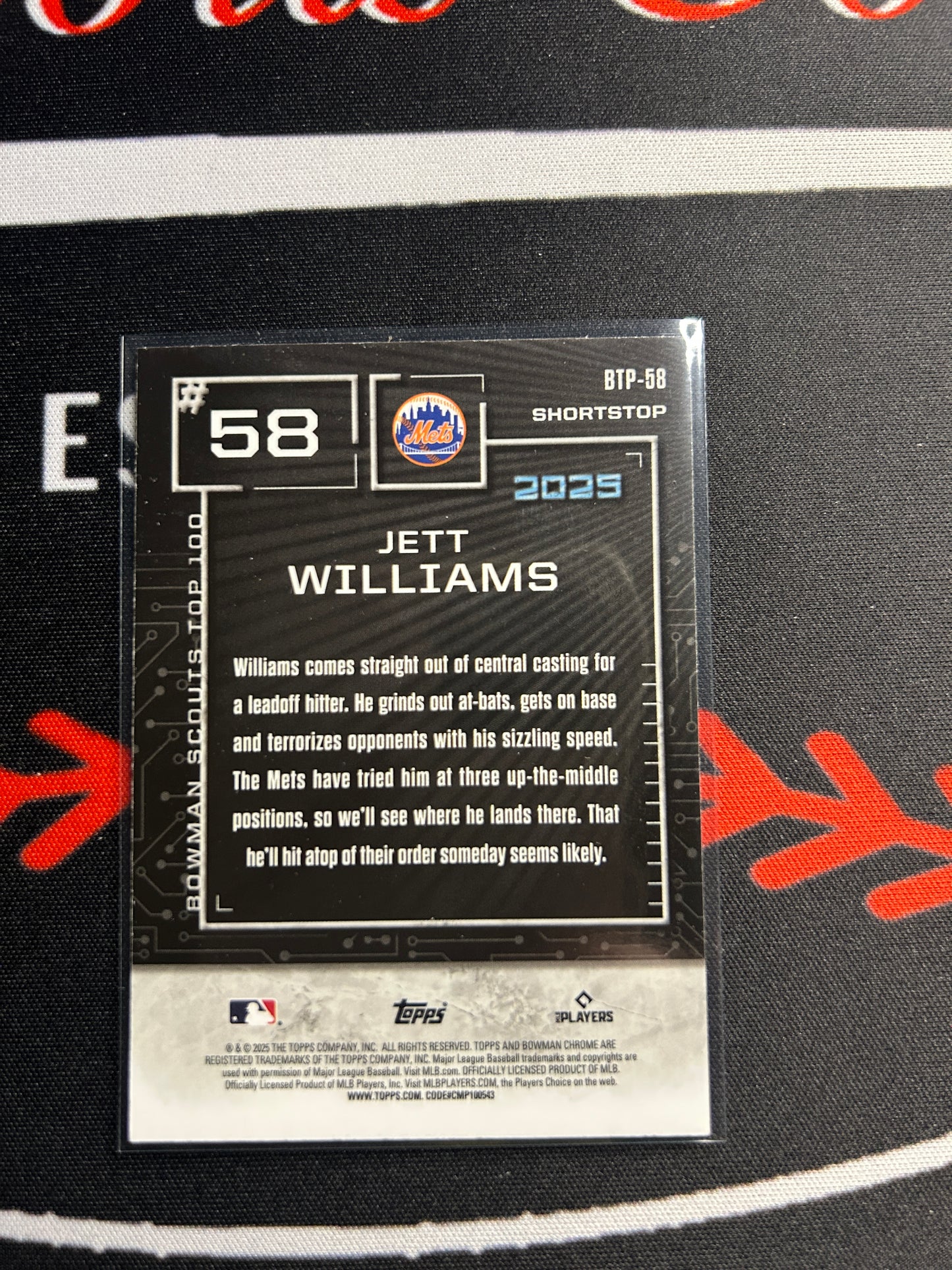 2025 Bowman JETT WILLIAMS #BTP-58 Top 100 Chrome