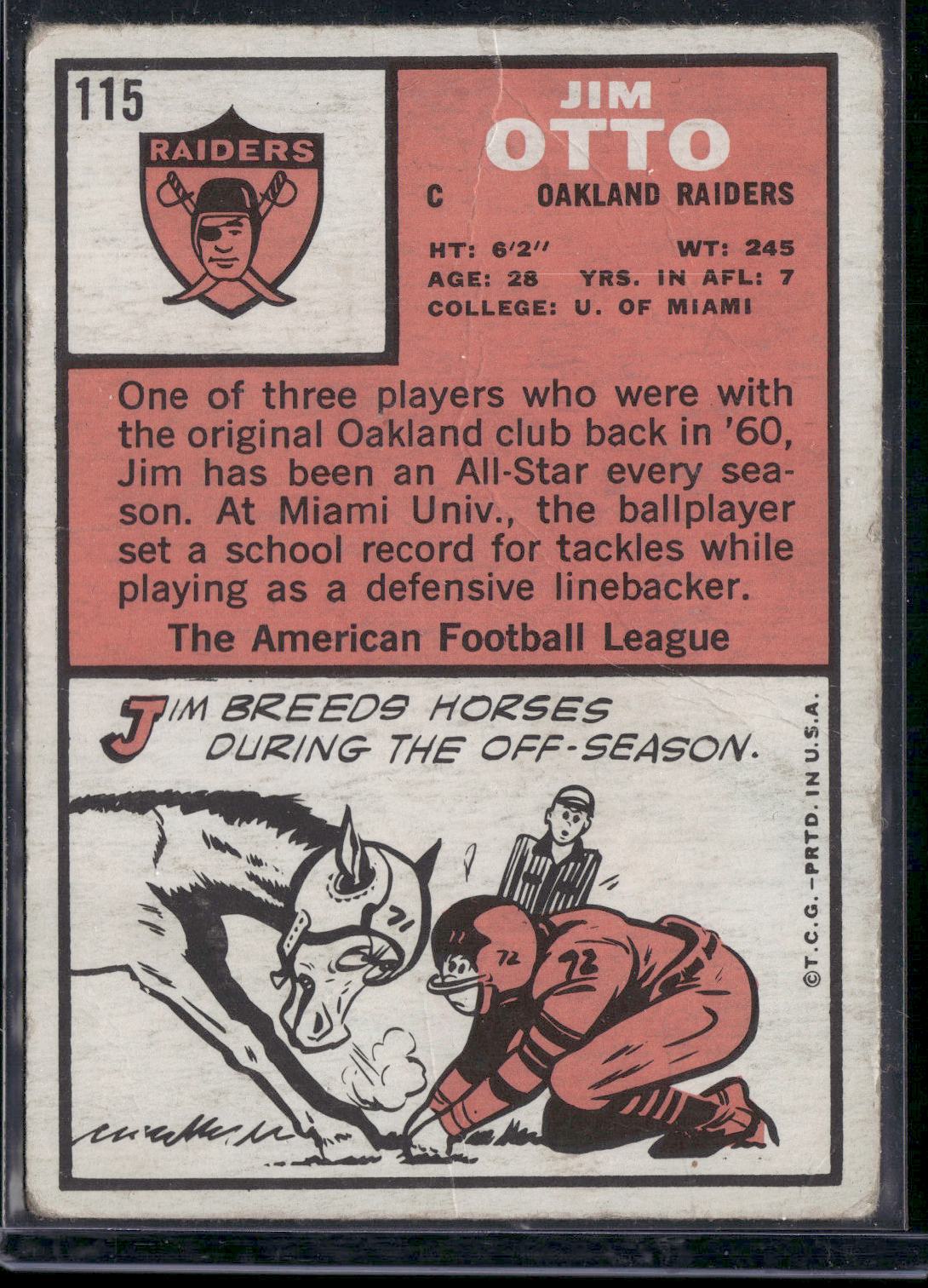 1966 Topps JIM OTTO #115 Wrinkles (Good)