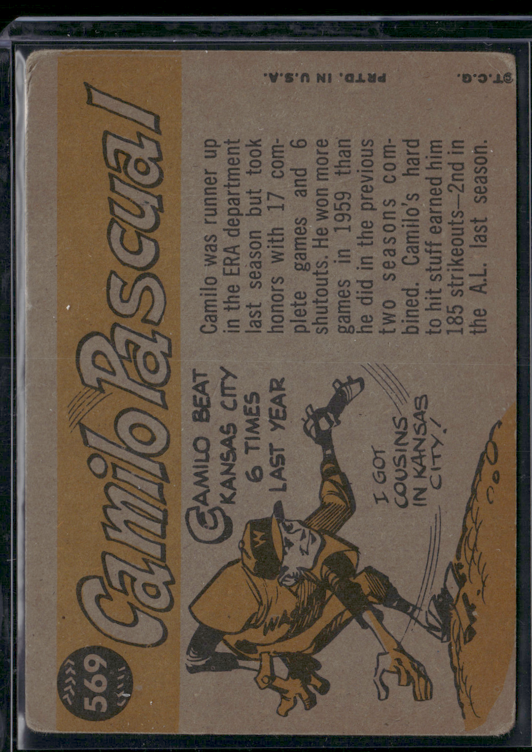 1960 Topps CAMILO PASCUAL #569 60 All Star Toning (VG)