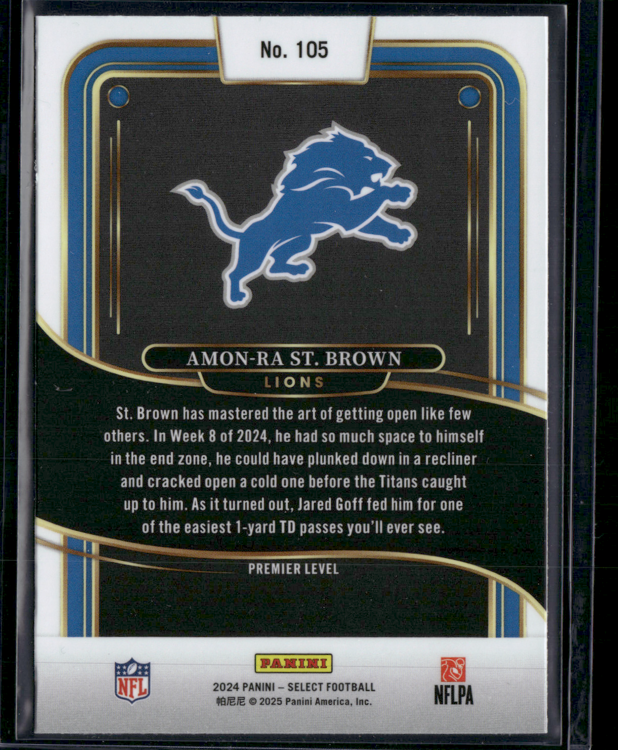 2024 Panini Select AMON-RA ST. BROWN #105 Premier Level