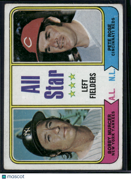 1974 Topps PETE ROSE/BOBBY MURCER #336 All Star Left Fielders (VG-VG/EX)