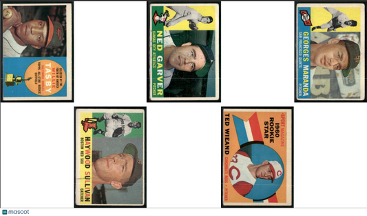1960 Topps 5 ~ CARDLOT Willie Tasby/Ted Wiend (Good-VG)