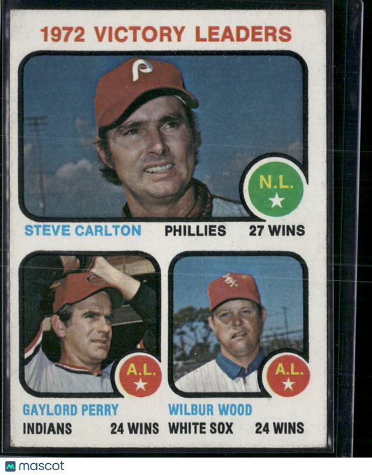 1973 Topps STEVE CARLTON/GAYLORD PERRY/WILBUR WOOD #66 Victory Leaders