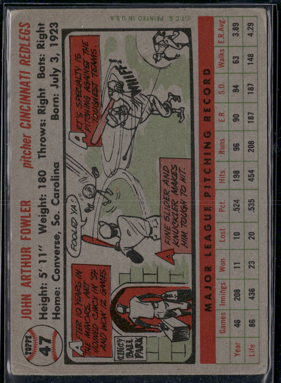 1956 Topps ART FOWLER #47