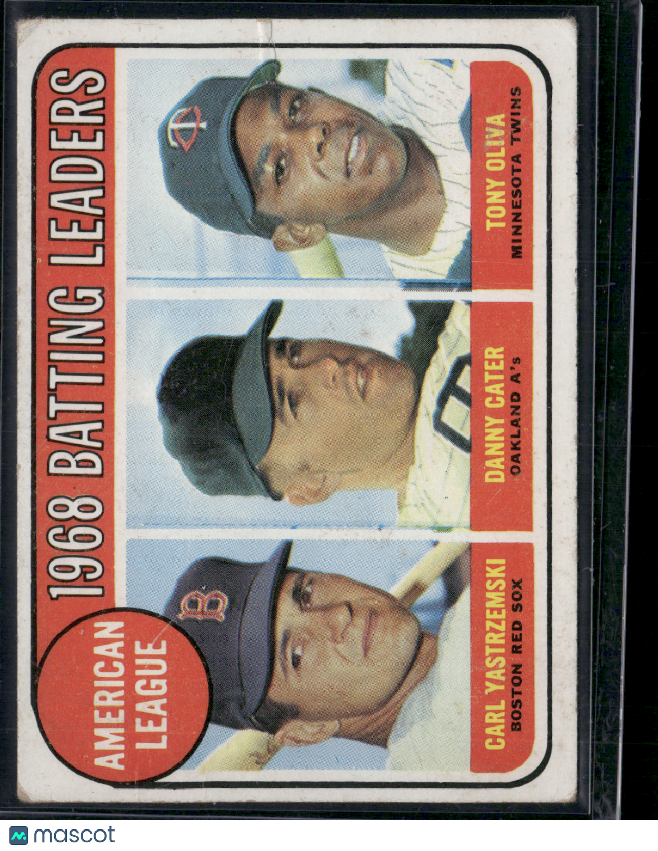 1969 Topps CARL YASZTRZEMSKI/OLIVA/CATER #1 1968 AL Batting Leaders (Good)