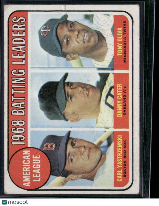 1969 Topps CARL YASZTRZEMSKI/OLIVA/CATER #1 1968 AL Batting Leaders (Good)