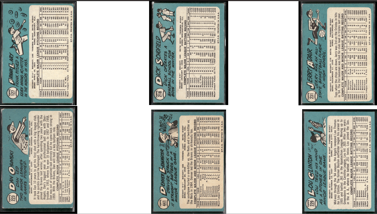 1965 Topps 10 CARDLOT - Frank Lary Included (VG)