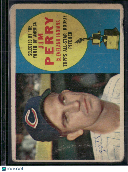 1960 Topps JIM PERRY #324 Rookie Cup Edge Crush Wrinkles Crease (Good)