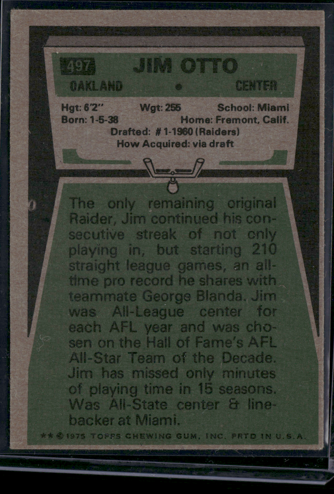 1975 Topps JIM OTTO #497 (VG)