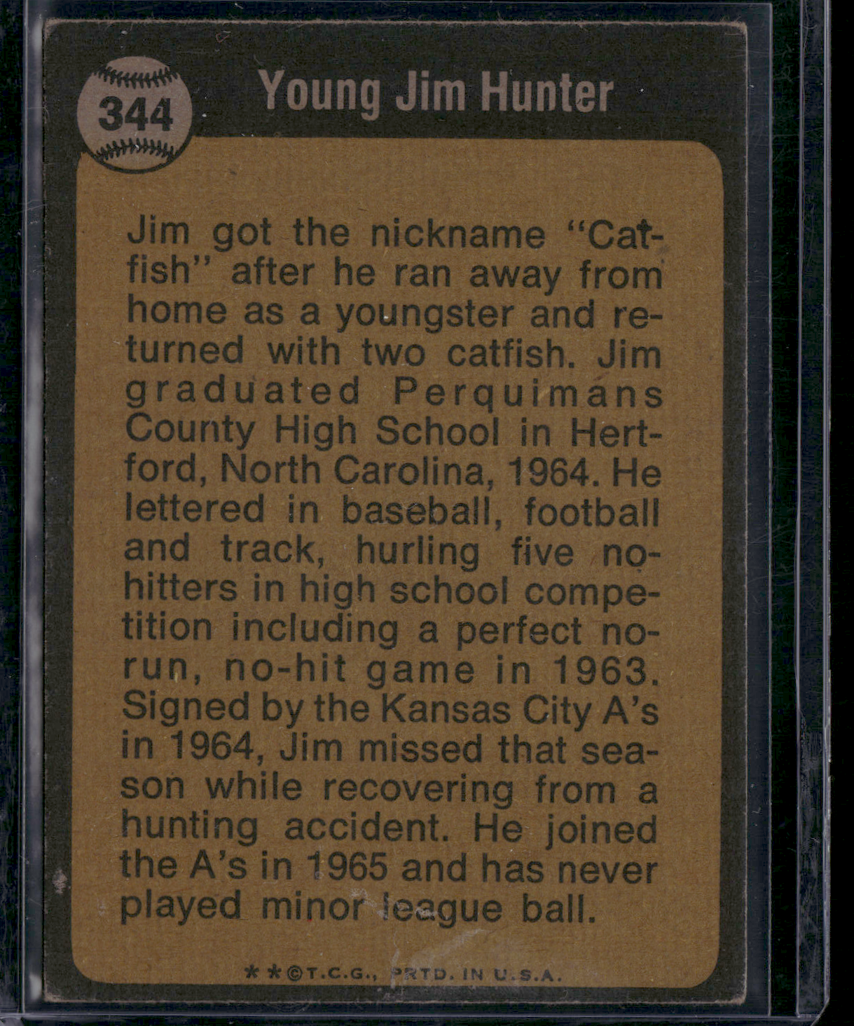 1973 Topps JIM "CATFISH" HUNTER #344 Boyhood Photos of The Stars