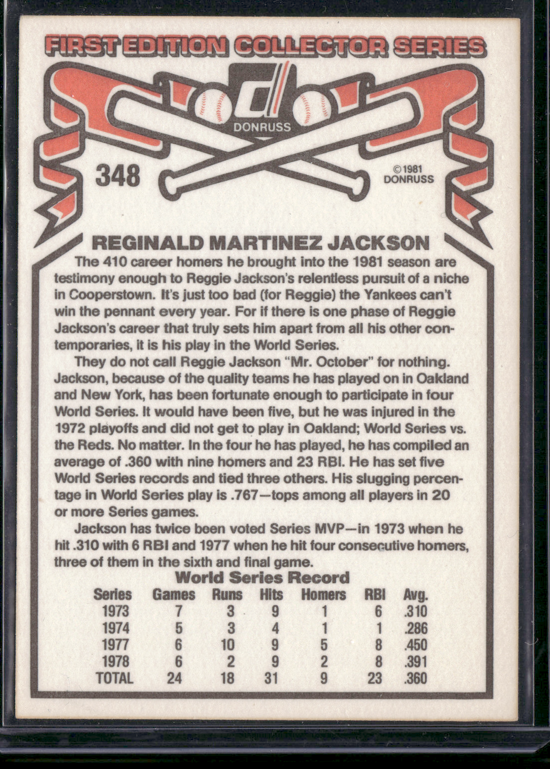 1981 Donruss REGGIE JACKSON #348 (EX)