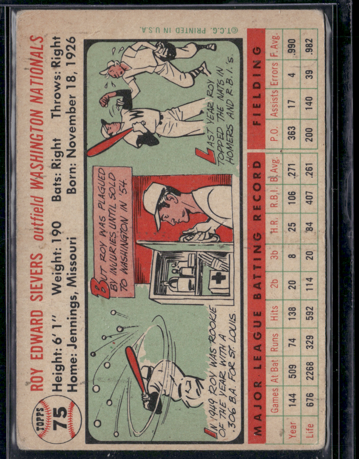 1956 Topps ROY SIEVERS #75