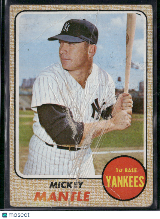 1968 Topps MICKEY MANTLE #280 – Yankees HOF Legend (LOOK at PICTURES)