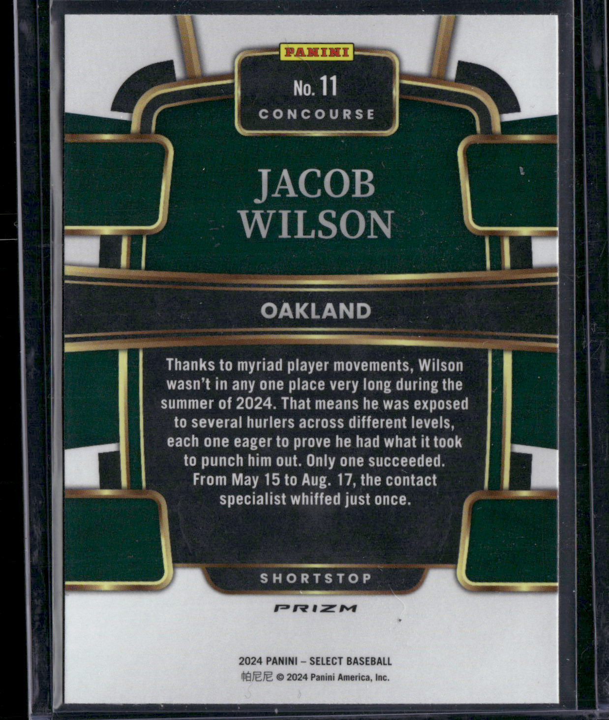 2024 Select Baseball JACOB WILSON #11 Concourse Tri-Color Prizm Rookie Card RC