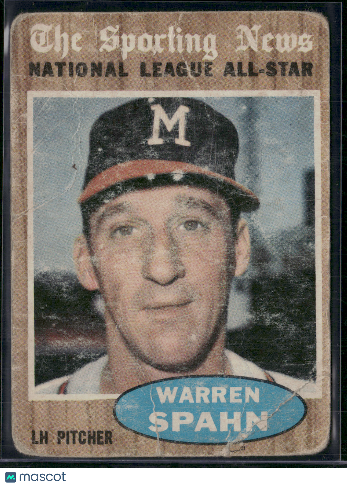 1962 Topps WARREN SPAHN #399 All Star Toning Light Wrinkles Corner Crease (Good)
