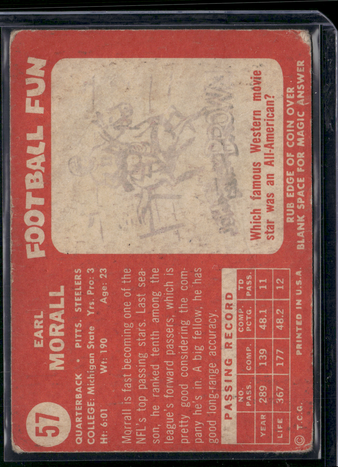 1958 Topps EARL MORRALL #57 Light Wrinkle (Good)