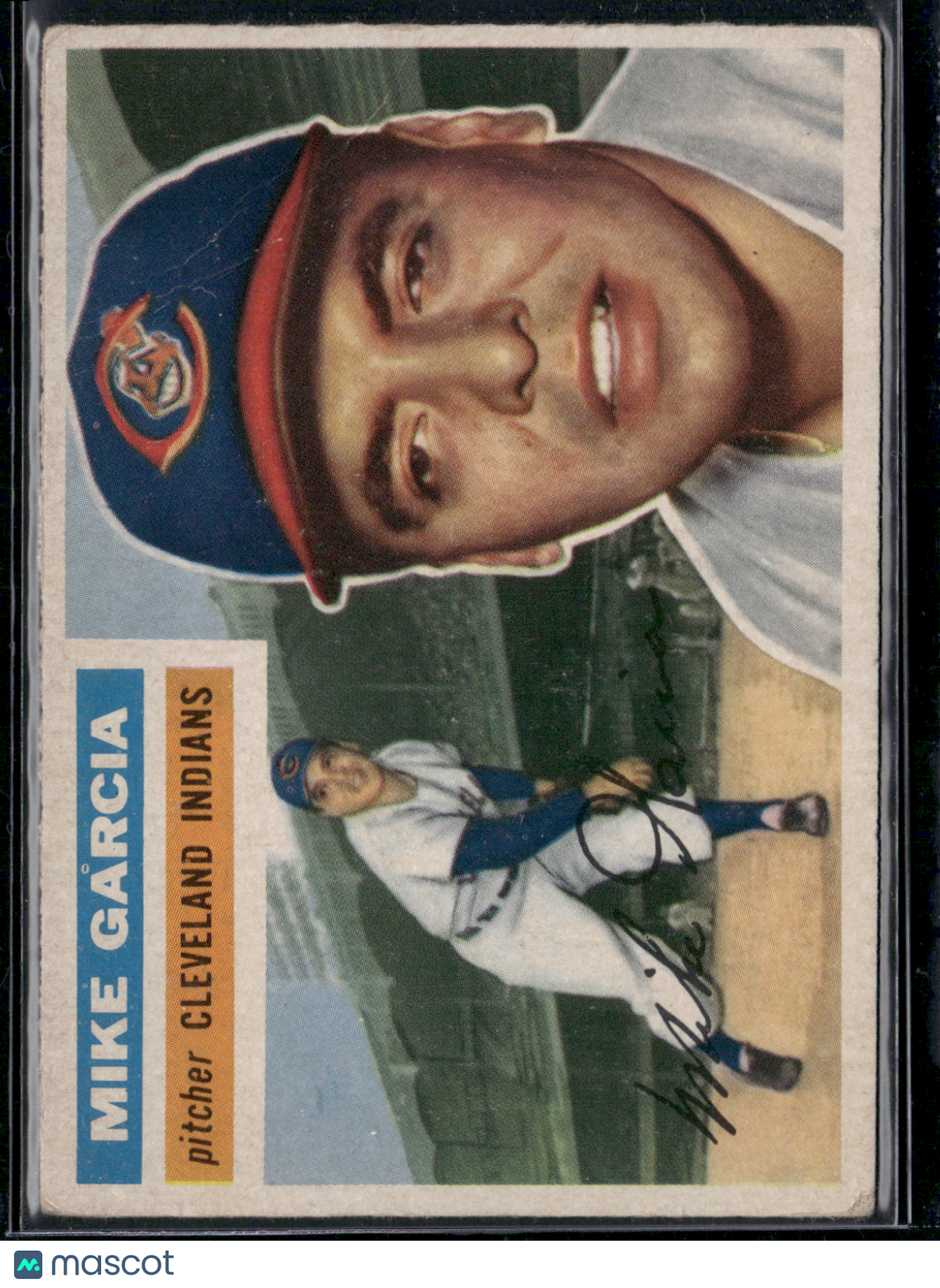1956 Topps MIKE GARCIA #210 Wrinkles and Paper Loss on Corner