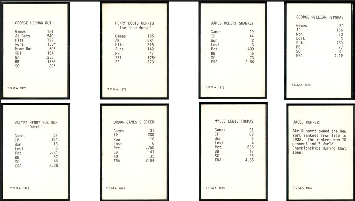 1975 1927 New York Yankees Near Complete Set 27/30 included Babe Ruth (Good-VG)