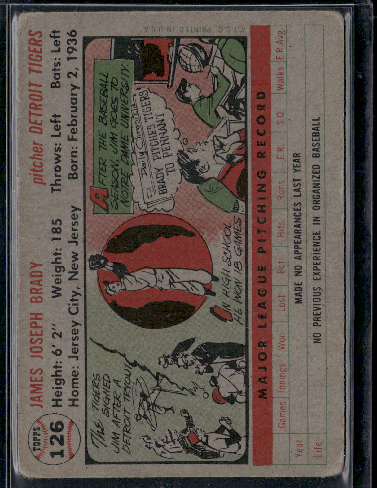 1956 Topps JIM BRADY #126